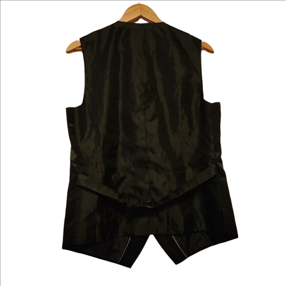 Diwan Saheb Royale Mens M Black Silk Linen Wool Floral Jacquard Waistcoat Vest - Picture 2 of 7